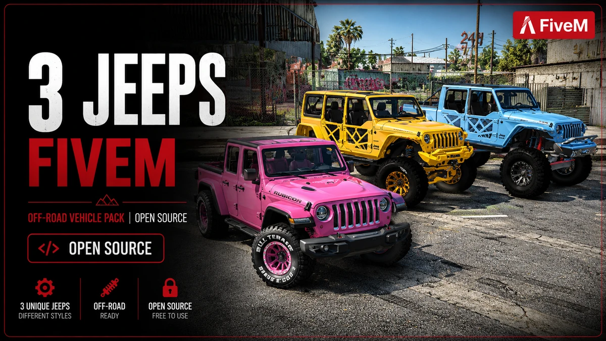 3 Jeeps FiveM | Off-Road Vehicle Pack | Open Source